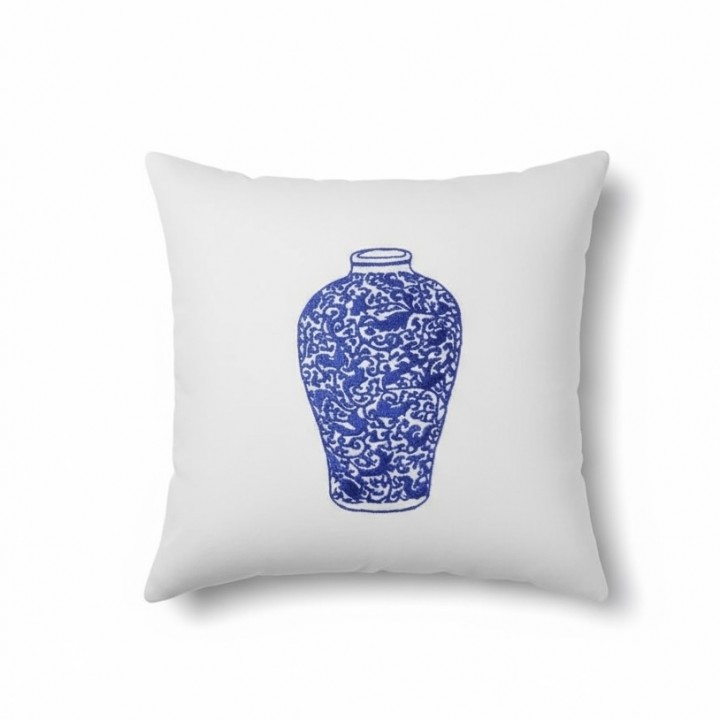 Cushion cover - flower vase embroidery